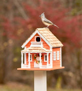 Plow & Hearth Garden Accents | Yard & Garden Autumn Daze Wooden Birdhouse And Pedestal Pole Set
