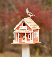 Plow & Hearth Garden Accents | Yard & Garden Autumn Daze Wooden Birdhouse And Pedestal Pole Set