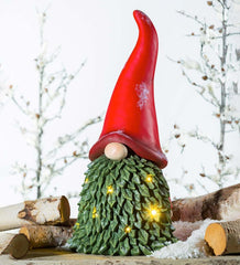 Plow & Hearth Garden Accents | Yard & Garden Battery-Operated Lighted Gnome With Wintergreen Beard