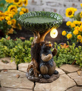 Plow & Hearth Garden Accents | Yard & Garden Bear Tree Stump Birdbath With Solar Beehive