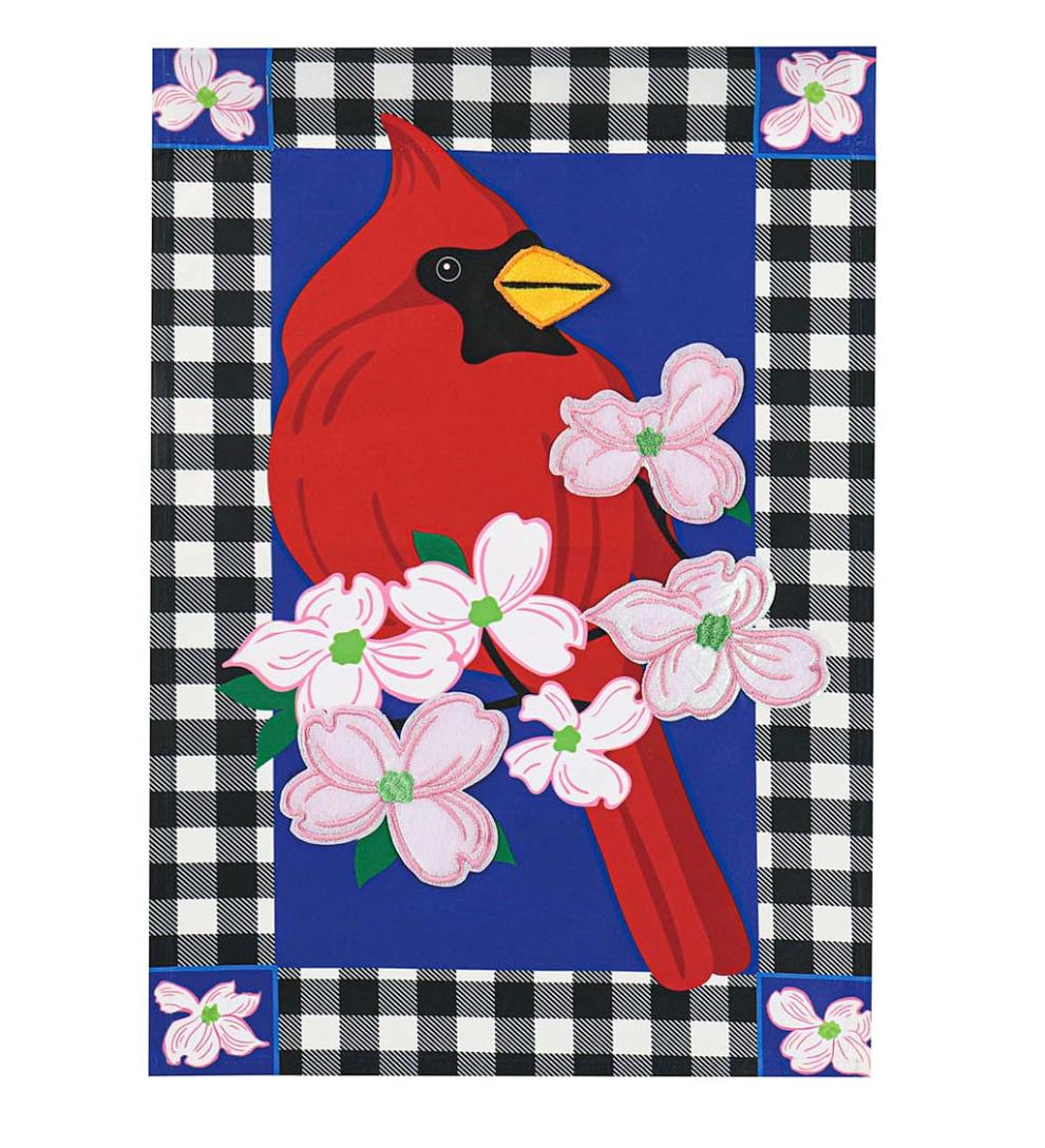 Plow & Hearth Garden Accents | Yard & Garden Buffalo Plaid Cardinal House Flag