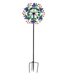 Plow & Hearth Garden Accents | Yard & Garden Butterfly And Flowers Metal Wind Spinner