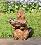 Plow & Hearth Garden Accents | Yard & Garden Carved Resin Beaver Birdbath Garden Accent