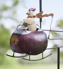 Plow & Hearth Garden Accents | Yard & Garden Chicken And Helicopter Recycled Metal Whirligig