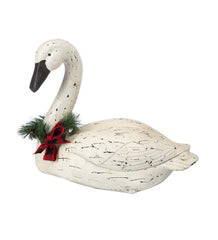Plow & Hearth Garden Accents | Yard & Garden Hand-Painted Holiday Swan Statue With Wreath