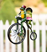 Plow & Hearth Garden Accents | Yard & Garden Handmade Bicycling Frogs Metal Wind Spinner