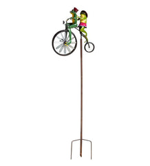 Plow & Hearth Garden Accents | Yard & Garden Handmade Bicycling Frogs Metal Wind Spinner