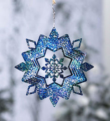 Plow & Hearth Garden Accents | Yard & Garden Hanging Snowflake Illusion Metal Spinner