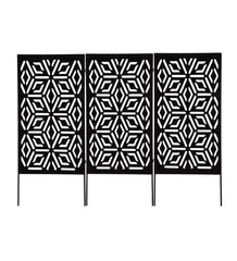 Plow & Hearth Garden Accents | Yard & Garden Laser-Cut Metal Geometric Landscape Screen Panel Stakes