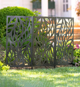 Plow & Hearth Garden Accents | Yard & Garden Laser-Cut Metal Leaf Landscape Screen Panel Stakes