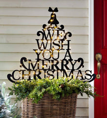Plow & Hearth Garden Accents | Yard & Garden Merry Christmas Wishes Tree Metal Garden Stake