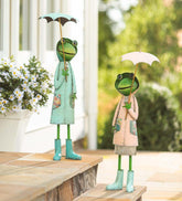 Plow & Hearth Garden Accents | Yard & Garden Metal Storybook Frog Garden Statue - Blue