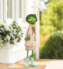Plow & Hearth Garden Accents | Yard & Garden Metal Storybook Frog Garden Statue - Blue