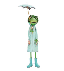 Plow & Hearth Garden Accents | Yard & Garden Metal Storybook Frog Garden Statue - Blue