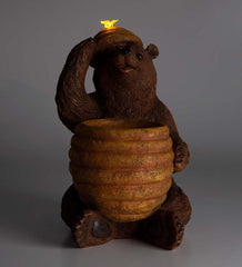 Plow & Hearth Garden Accents | Yard & Garden Oh Honey Solar Birdbath With Bear And Bee Hive