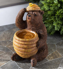 Plow & Hearth Garden Accents | Yard & Garden Oh Honey Solar Birdbath With Bear And Bee Hive