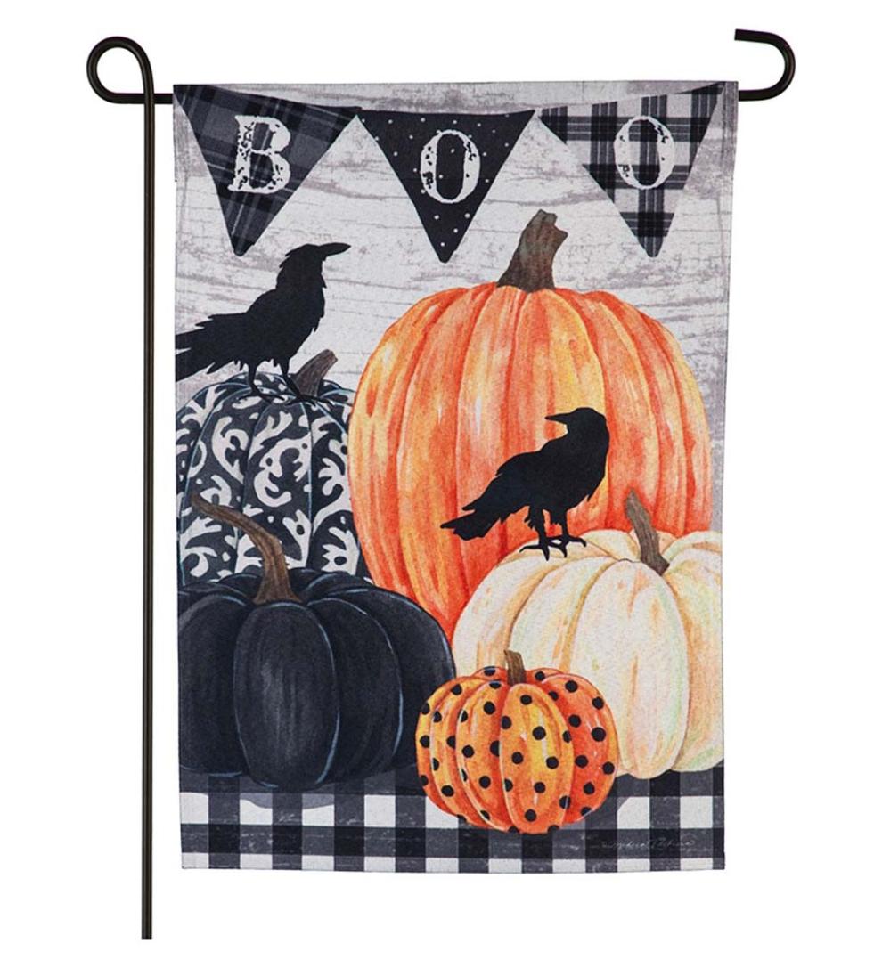 Plow & Hearth Garden Accents | Yard & Garden Pumpkins And Crows Linen Garden Flag