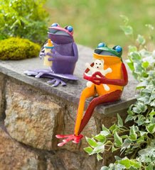 Plow & Hearth Garden Accents | Yard & Garden Recycled Metal Baby Frog Garden Art Statues, Set Of 2