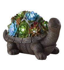 Plow & Hearth Garden Accents | Yard & Garden Solar Succulent Turtle Garden Statue - Turtle