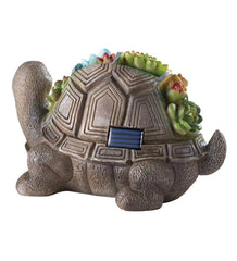 Plow & Hearth Garden Accents | Yard & Garden Solar Succulent Turtle Garden Statue - Turtle