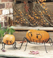Plow & Hearth Garden Accents | Yard & Garden Spooky Spider Pumpkin Holders, Set Of 2