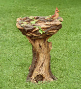 Plow & Hearth Garden Accents | Yard & Garden Succulent Bird Nest Tree Stump Birdbath