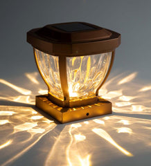 Plow & Hearth Garden Accents | Yard & Garden Wavy Glass Solar Post Cap Lights, Set Of 2 - Black
