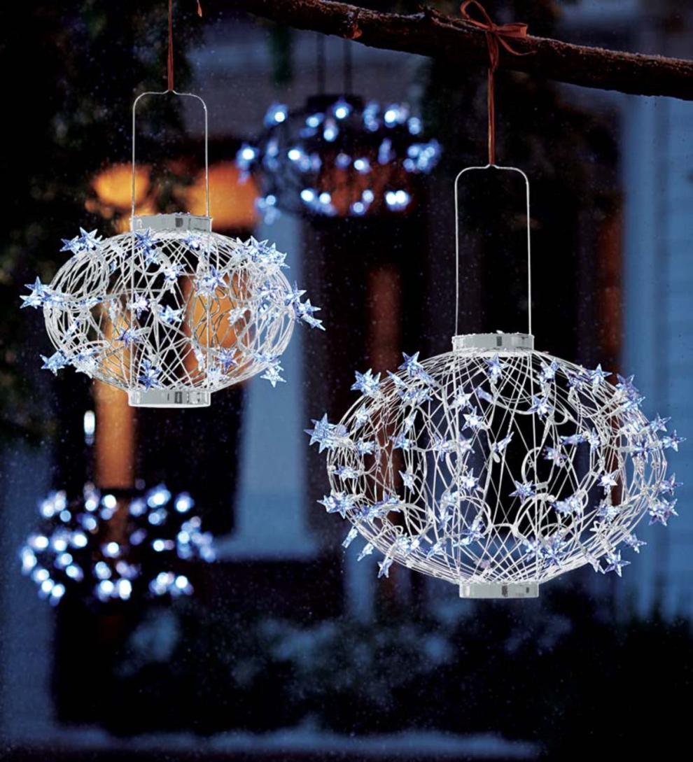 Plow & Hearth Garden Accents | Yard & Garden White Solar Star Lanterns