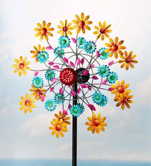 Plow & Hearth Garden Accents | Yard & Garden Yellow Daisy Metal Wind Spinner