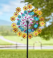 Plow & Hearth Garden Accents | Yard & Garden Yellow Daisy Metal Wind Spinner