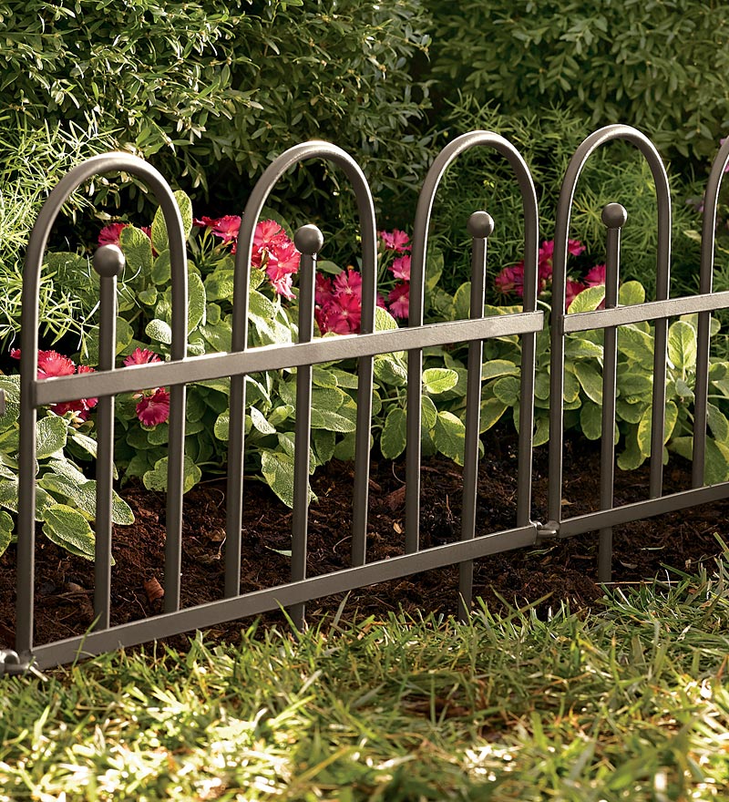 Plow & Hearth Garden Fencing & Edging | Yard & Garden Iron Fence Wrought Iron Edging With Ground Stakes And Gunmetal Finish