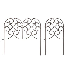 Plow & Hearth Garden Fencing & Edging | Yard & Garden Scrollwork Wrought Iron Edging With Ground Stakes And Gunmetal Finish