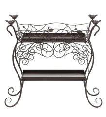 Plow & Hearth Garden Tools | Yard & Garden Two-Shelf Cast Iron Plant Stand With Birds