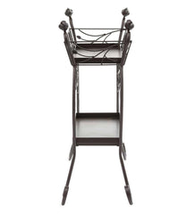 Plow & Hearth Garden Tools | Yard & Garden Two-Shelf Cast Iron Plant Stand With Birds