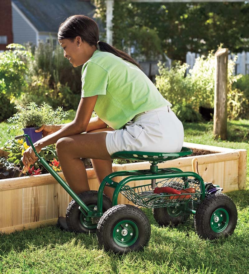 Plow & Hearth Gardenworks® | Yard & Garden Green Rolling Scoot-N-Do Garden Seat