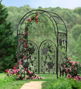 Plow & Hearth Gardenworks® | Yard & Garden Metal Arched Hummingbird Garden Arbor With Gate