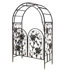 Plow & Hearth Gardenworks® | Yard & Garden Metal Arched Hummingbird Garden Arbor With Gate