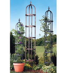 Plow & Hearth Gardenworks® | Yard & Garden Powder-Coated Steel Garden Obelisks And Basket Planter