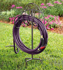 Plow & Hearth Gardenworks® | Yard & Garden Wrought Iron Hose Holder With Ground Stake - Green