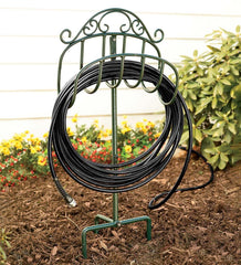 Plow & Hearth Gardenworks® | Yard & Garden Wrought Iron Hose Holder With Ground Stake - Green