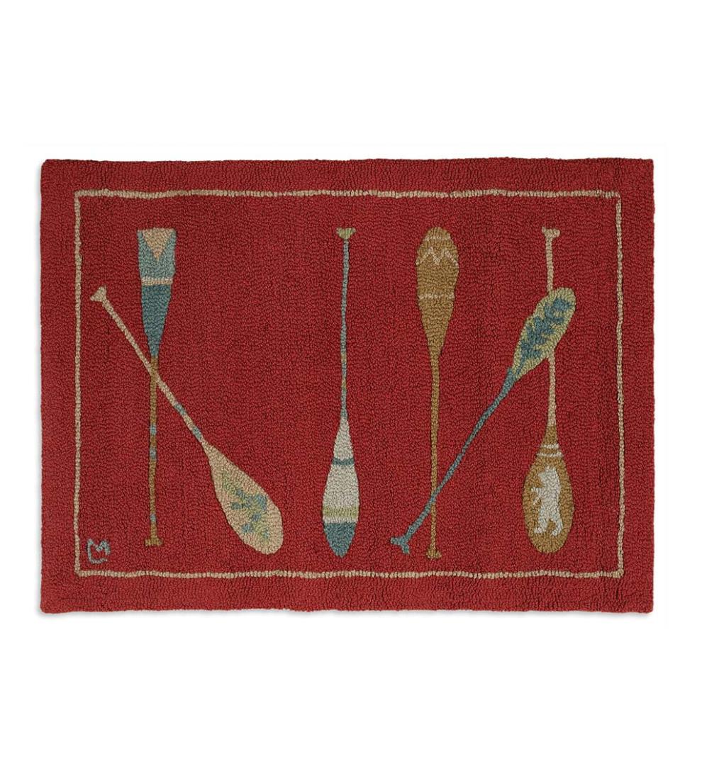 Plow & Hearth Hearth Rugs | Fireplace & Hearth Hooked Wool Crimson Paddles Accent Rug - Crimson