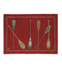 Plow & Hearth Hearth Rugs | Fireplace & Hearth Hooked Wool Crimson Paddles Accent Rug - Crimson