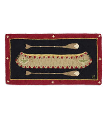 Plow & Hearth Hearth Rugs | Fireplace & Hearth Hooked Wool Native American Longboat Canoe Accent Rug