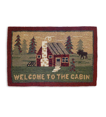 Plow & Hearth Hearth Rugs | Fireplace & Hearth Hooked Wool Welcome To The Cabin Accent Rug