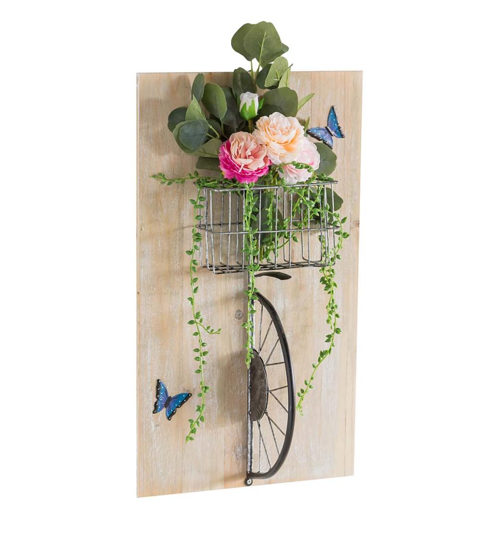Plow & Hearth Home Accents | Indoor Living 3D Bicycle With Flower Basket Wall Art