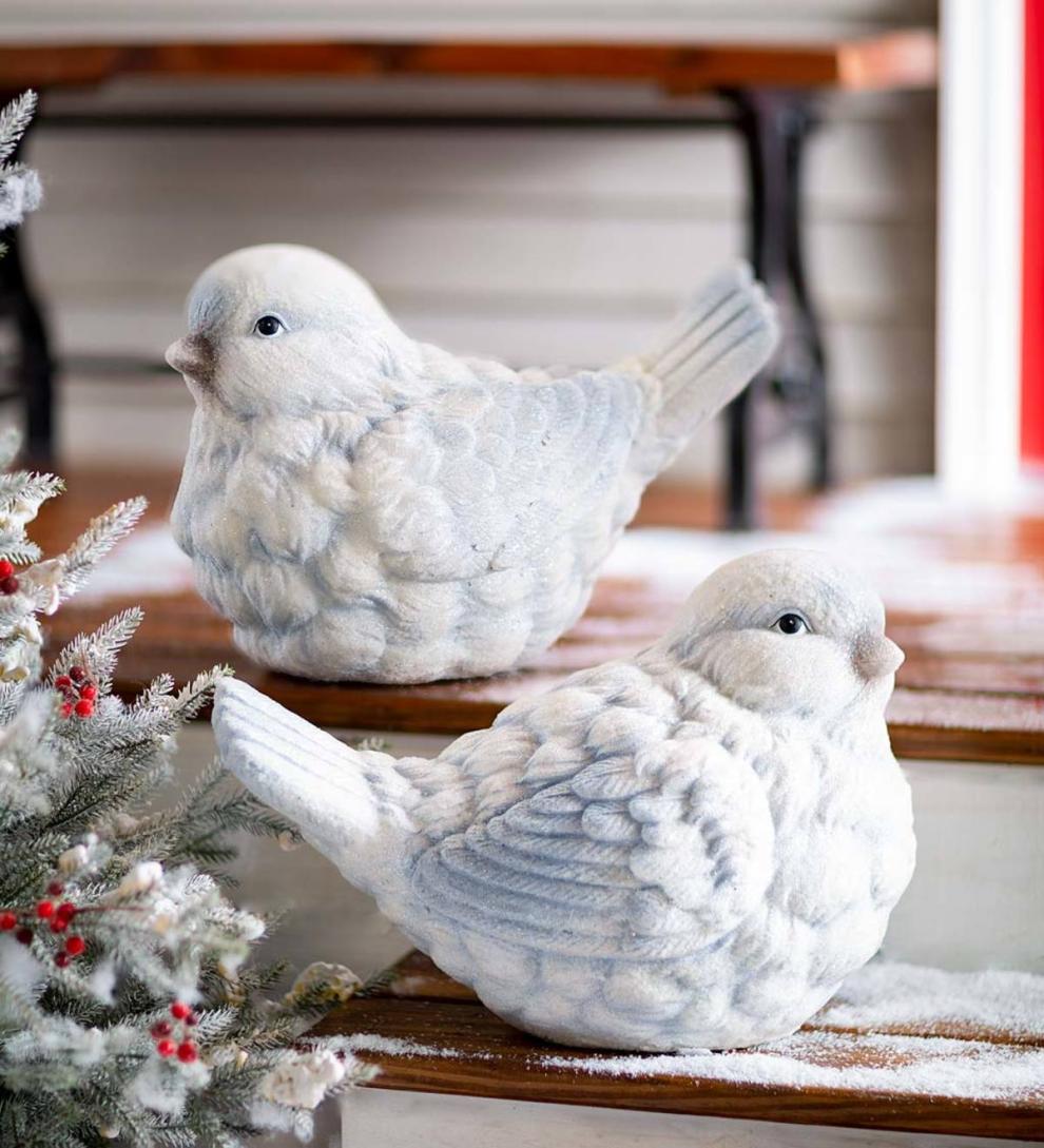 Plow & Hearth Home Accents | Indoor Living Blue And White Snowbird Indoor/Outdoor Statues, Set Of 2