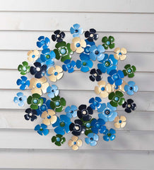 Plow & Hearth Home Accents | Indoor Living Blue Floral Metal Wreath