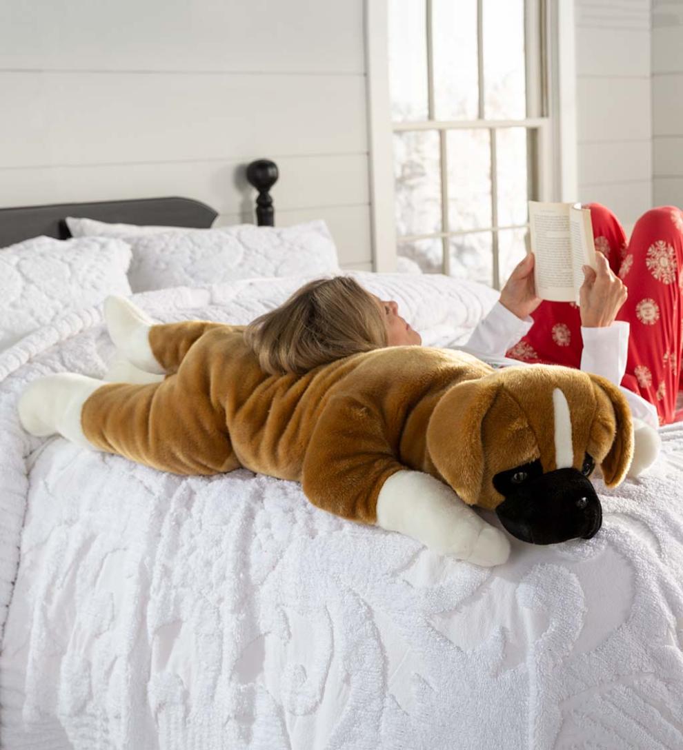 Plow & Hearth Home Accents | Indoor Living Boxer Plush Cuddle Animal Body Pillow