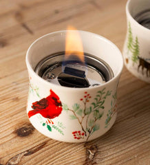 Plow & Hearth Home Accents | Indoor Living Cardinal And Deer Holiday Ceramic Oil Candles, Set Of 2