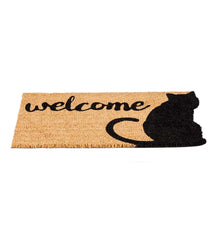 Plow & Hearth Home Accents | Indoor Living Coir Fiber Cat Silhouette Welcome Mat